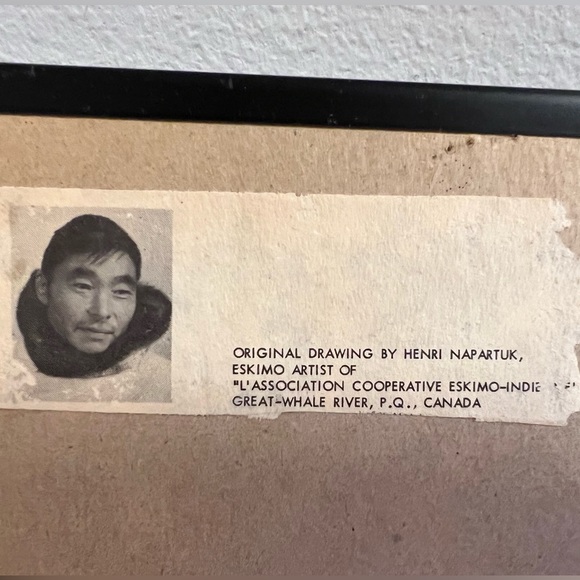 Eskimo Artist Henri Napartuk set of original drawings 11.5” x 8” framed - Picture 4 of 7